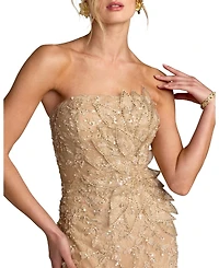 Mac Duggal Petite Beaded Mermaid Gown with 3D Flowers