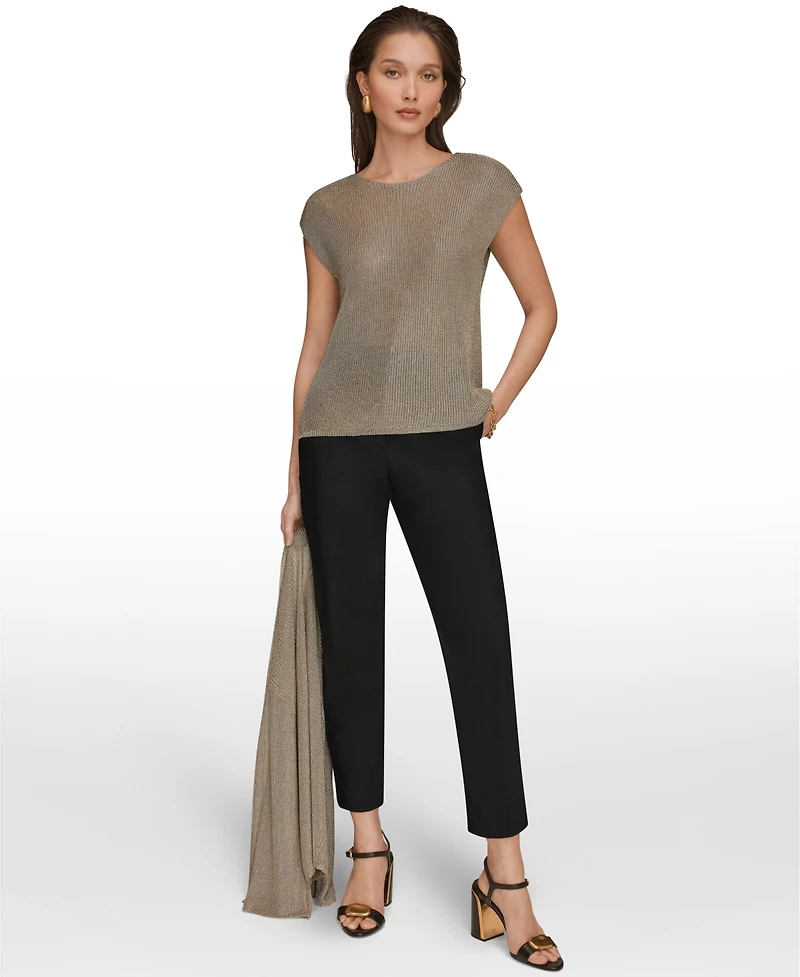 Donna Karan New York Women's Sleeveless Metallic Crewneck Sweater