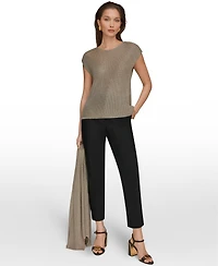 Donna Karan New York Women's Sleeveless Metallic Crewneck Sweater