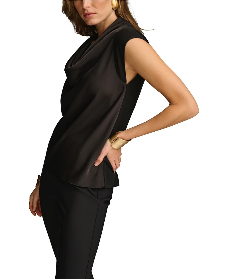 Donna Karan New York Women's Cowl-Neck Cap-Sleeve Top