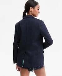 Bar Iii Women's Pinstripe Double-Breasted Blazer, Macy's Exclusive