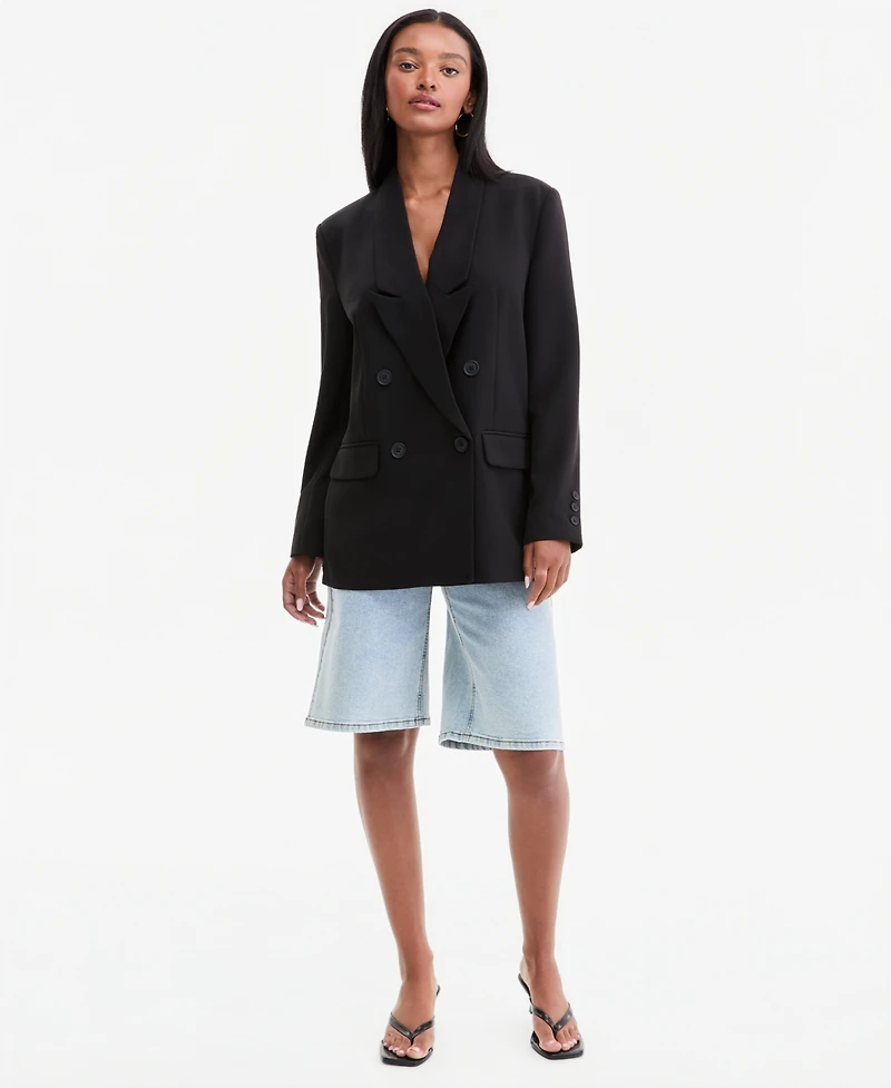 Bar Iii Women's Peak-Lapel Double-Breasted Blazer, Macy's Exclusive