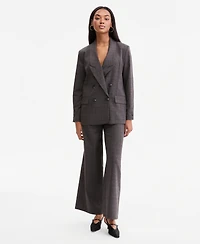 Bar Iii Women's Plaid Peak-Lapel Double-Breasted Blazer, Macy's Exclusive