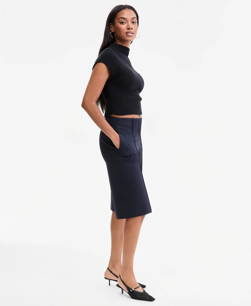 Bar Iii Women's Pinstripe High-Rise Knee-Length Shorts, Macy's Exclusive