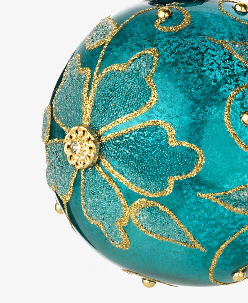 Holiday Lane Enchanted Forest Ball With Flower Ornament, Macy's Exclusive