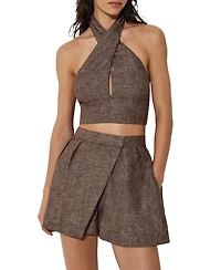 Reiss Women's Serena Linen Wrap Front Co-Ord Top