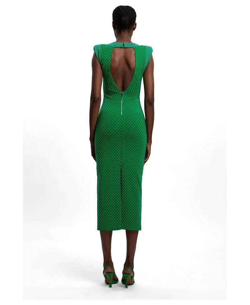 Karen Millen Women's Studded Jersey Midi Dress