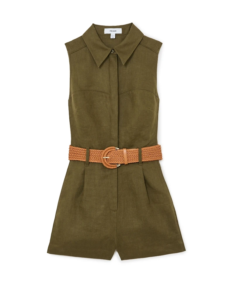 Reiss Women's Taylor Linen Belted Playsuit