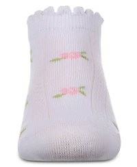 MeMoi Baby Girl's Cotton-Rich Scallop-Trim Ankle Sock with Mini-Floral Pattern