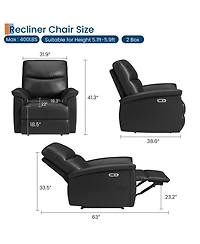 homfan 270degree(s) Swivel Power Recliner Chair for Living Room - 38.6" Wide Pu Leather Electric Sofa- Infinite Reclining Positions