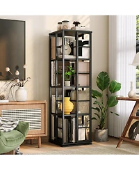 homfan 4-Tier 360 Degree Rotating Bookshelf, Slim Metal Frame Multi-Purpose Storage Display Rack for Home Decor