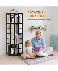 homfan 4-Tier 360 Degree Rotating Bookshelf, Slim Metal Frame Multi-Purpose Storage Display Rack for Home Decor