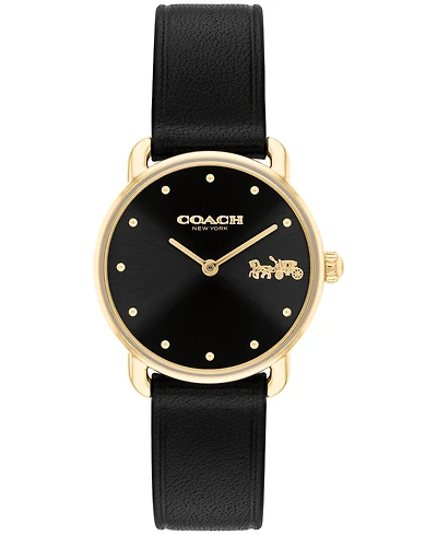Coach Women's Elliot Black Leather Strap Watch 28mm