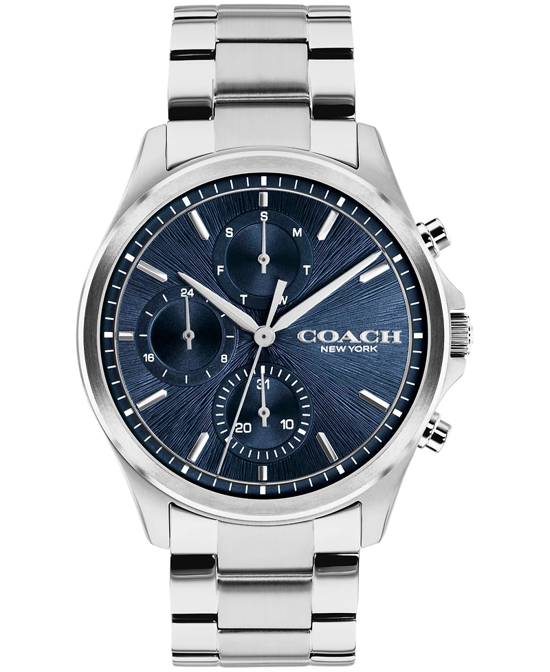 Coach Men's Oliver Silver-Tone Stainless Steel Bracelet Watch 41mm