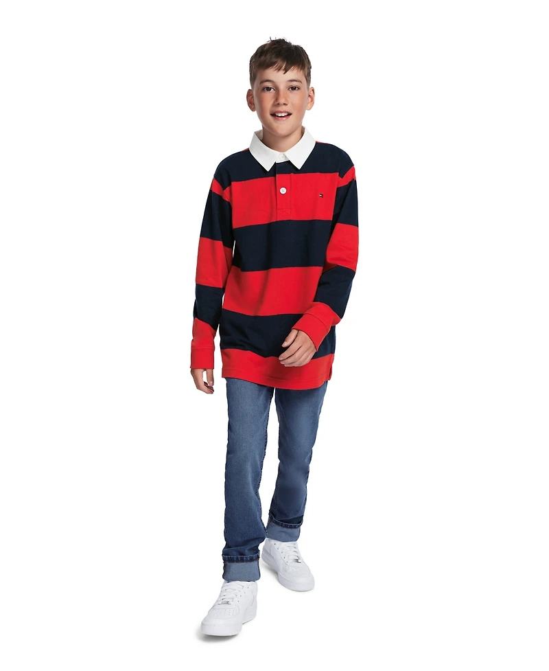 Tommy Hilfiger Boys' 8-20 Striped Long-Sleeve Rugby Polo Shirt