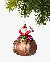 Holiday Lane Foodie & Spirits Santa with Wine Barrel Ornament, Macy's Exclusive