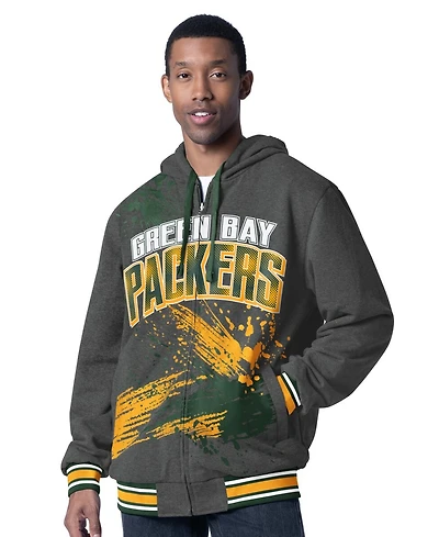 G-iii Sports by Carl Banks Men's Green/Charcoal Green Bay Packers Dual Threat Reversable Full-Zip Hooded Jacket