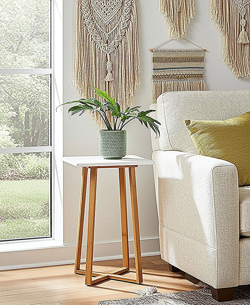 Fairway Avenue Home 23.4" Bamboo Wood Square Plant Table