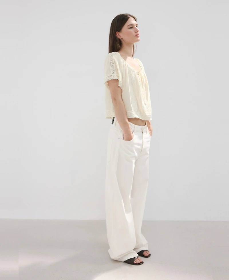Mango Women's Cotton Lace Blouse