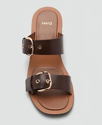 Mango Women's Buckles Leather Heeled Sandals