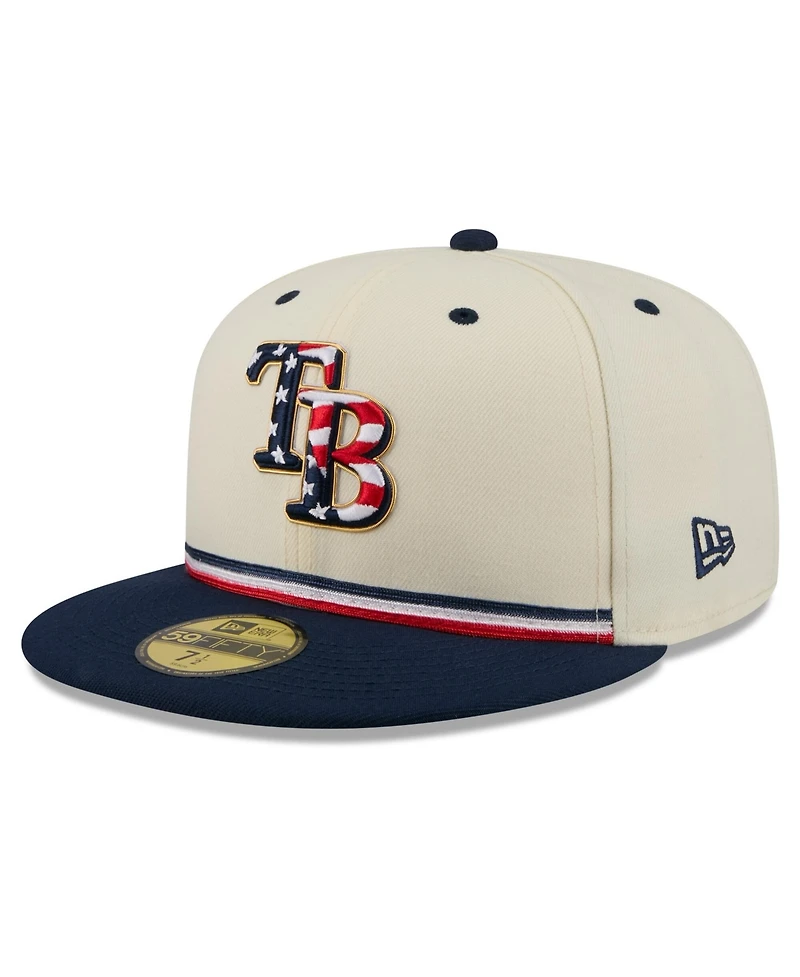 New Era Men's Cream/Blue Tampa Bay Rays Usa 250 Fourth of July 59FIFTY Fitted Hat