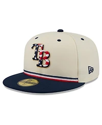 New Era Men's Cream/Blue Tampa Bay Rays Usa 250 Fourth of July 59FIFTY Fitted Hat