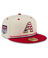 New Era Men's Cream/Red Arizona Diamondbacks Usa 250 Fourth of July 59FIFTY Fitted Hat