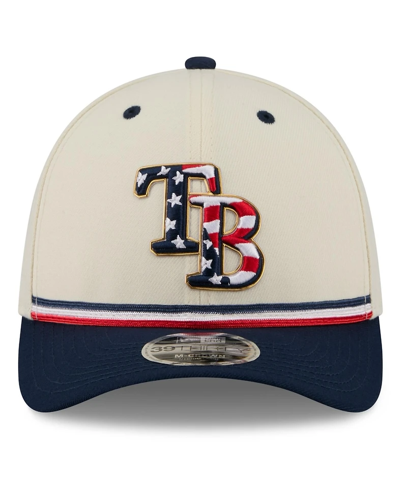 New Era Men's Cream/Navy Tampa Bay Rays Usa 250 Fourth of July 39THIRTY M-Crown Flex Hat