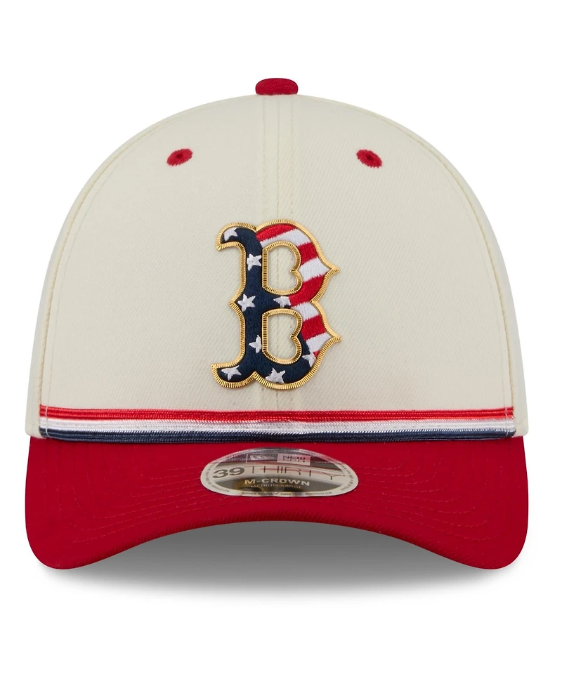 New Era Men's Cream/Red Boston Red Sox Usa 250 Fourth of July 39THIRTY M-Crown Flex Hat