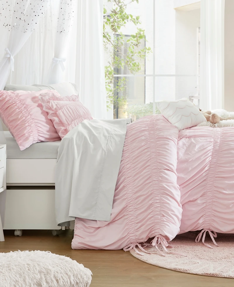 Intelligent Design Ivy Ruched Bow Tie 4-Piece Comforter Set, Twin/Twin Xl