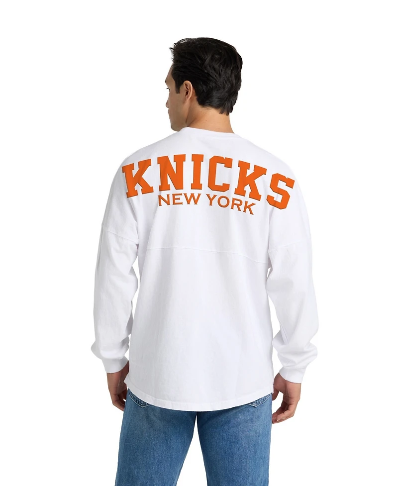 Fanatics Men's and Women's White New York Knicks Spirit Jersey Long Sleeve T-Shirt