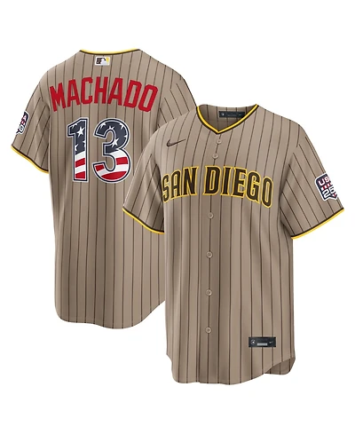 Nike Men's Manny Machado Khaki San Diego Padres Usa 250 Fourth of July Stadium Jersey