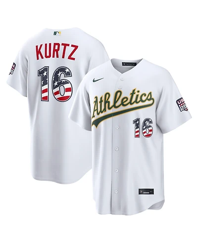 Nike Men's Nick Kurtz White Athletics Usa 250 Fourth of July Stadium Jersey