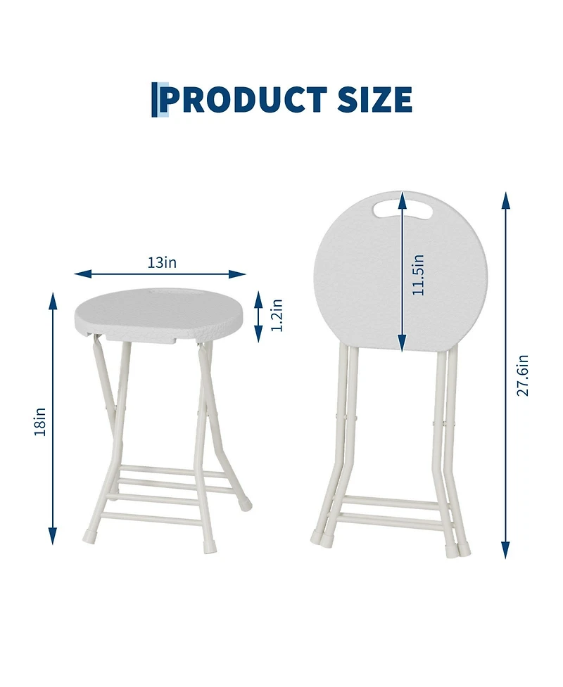 homfan Folding Stool - 18" Backless Stool with Handle and Anti-Slip Feet, 600 lbs Capacity, Portable for Bar, Kitchen, Home, Indoor and Outdoor