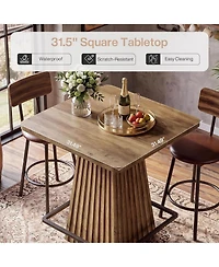 Tribesigns 37.4"H Square Bar Table: Farmhouse counter height pub table with metal footrest. For home bar, tavern, coffee corner.