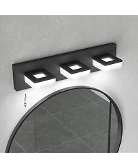 Midola 3-Light, 20" Led Modern Bathroom Vanity Light Fixtures, Matte Black Modern Acrylic Bathroom Wall Lighting Fixtures Over Mirror
