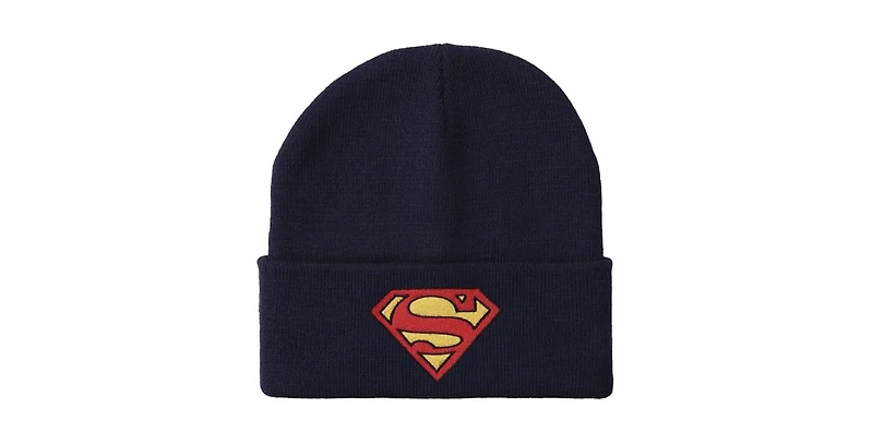 Dc Comics Men's Superman Logo Embroidery Acrylic Knit Cuff Beanie