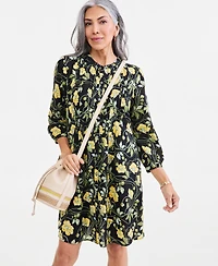 Style & Co Women's Printed Pintuck Shift Dress, Macy's Exclusive