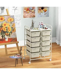 Gouun 10-Drawer Rolling Storage Cart with Lockable Wheels