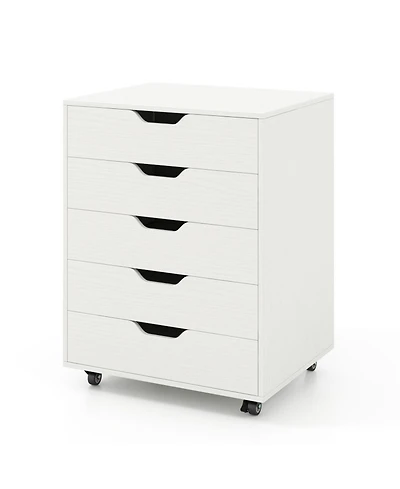 Gouun 5-Drawer Rolling File Cabinet with Lockable Wheels and Storage Top