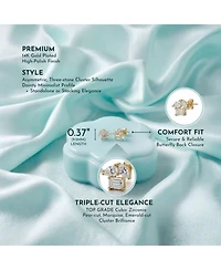 Rachel Glauber Dainty 14K Gold Plated Brilliant Three-cz Stud Earrings