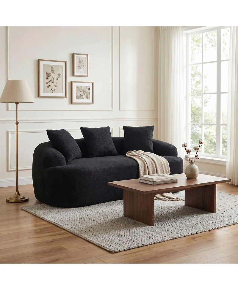 Sailvan Curved Loveseat No-Assembly Chenille Sofa for Small Spaces