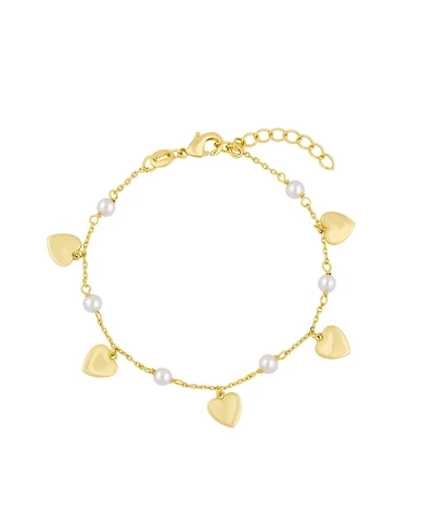 Simona Polished Heart Charm Pearl Anklet