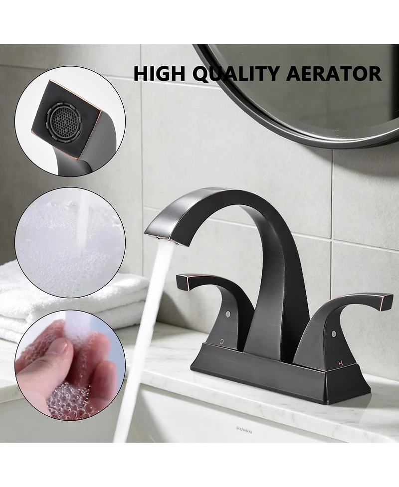 Midola 4 Inch Two Handle Centerset Bathroom Sink Faucet with Pop-Up Drain for Bathroom, Oil Rubbed Bronze