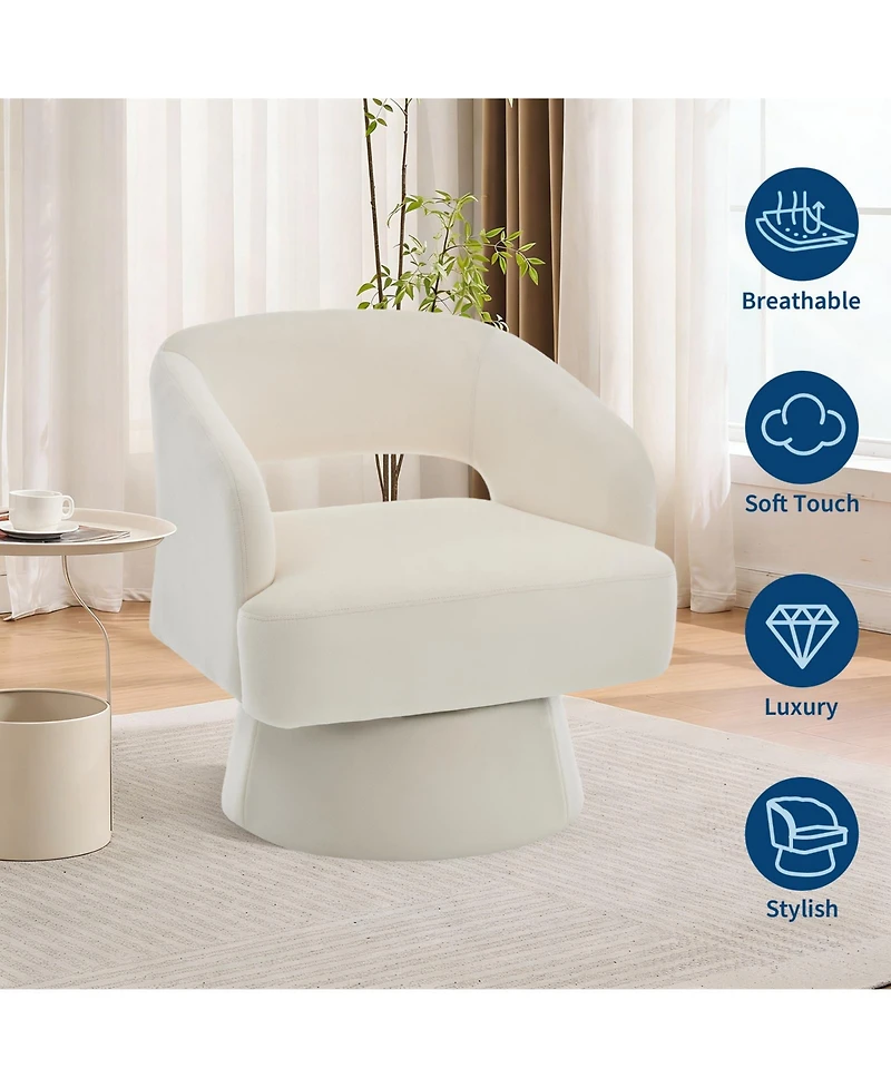 homfan Modern Swivel Barrel Chairs, Soft Round Lounge Hollowed Back, 360degree(s) Rotating Base for Living Room, Bedroom, Vanity, Reading Nook