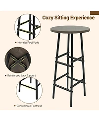 Slickblue 3 Piece Kitchen Bar Table Set with Chairs and 6-Bottle Wine Rack Shelf
