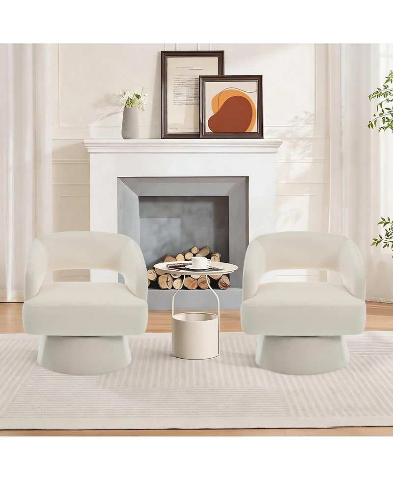 homfan Swivel Barrel Accent Chairs Modern Lounge with Hollowed Back Stable Base 360 degrees Rotation Comfy Vanity for Living Room Bedroom