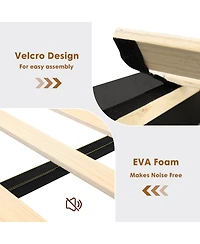 Gaomon Velvet Upholstered Platform Bed Frame with Crystal Tufted Headboard, 2 Storage Drawers, Built-in Charging Station, Noise-Free