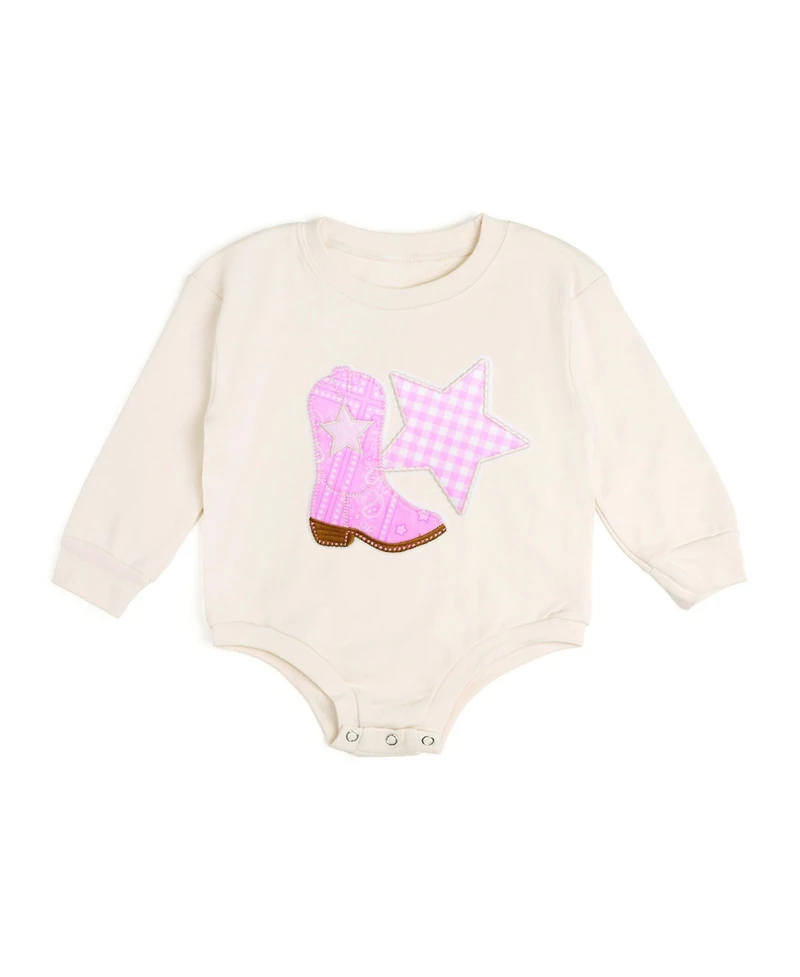 Sweet Wink Baby Girls 0-3M to 12M -18M Bandana Cowgirl Patch Western Long Sleeve Romper