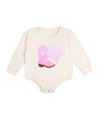 Sweet Wink Baby Girls 0-3M to 12M -18M Bandana Cowgirl Patch Western Long Sleeve Romper